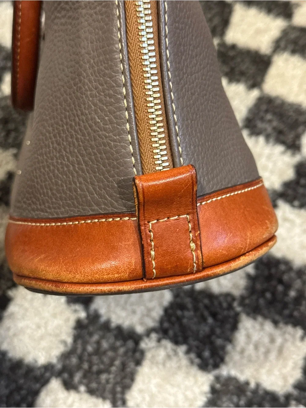 Dooney & Bourke Elephant Gray Pebble Grain Leather Zip Dome Satchel Bag